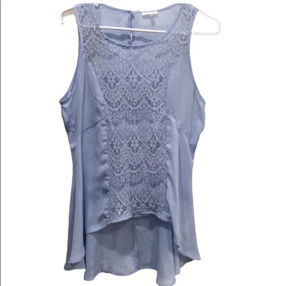Blue sleeveless Sheer tank top baby blue over top